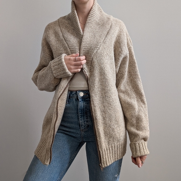 Vintage Wool Blend Zip Up Sweater - Picture 2 of 9